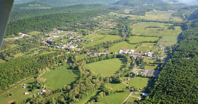 The Cacapon River Valley looking north at Capon Bridge.