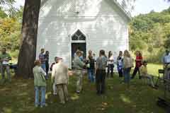 Friends and neighbors gather at the North River Mills Methodist Church