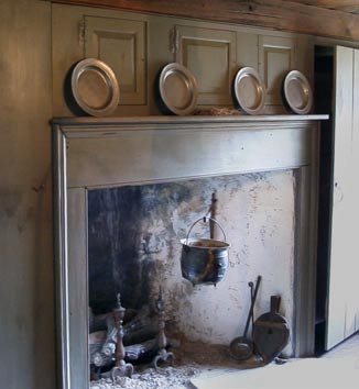fireplace at Kump log house