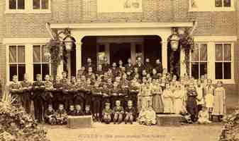 Front of Building c.1884 with students & faculty